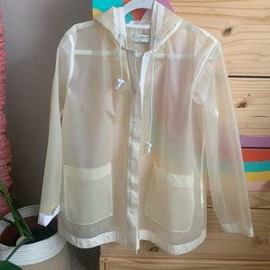 Zara clear raincoat with white trim